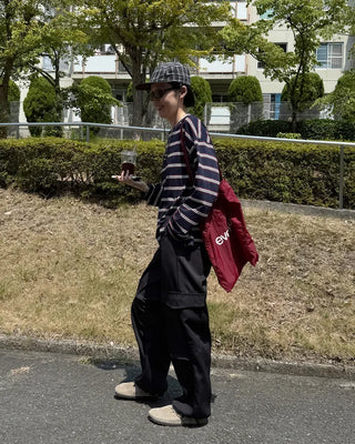 Striped long-sleeved cut and sew