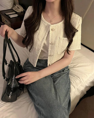 Tweed short-sleeved jacket