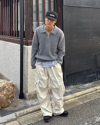 Half-neck zip-up collar knit