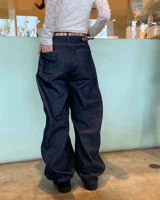 Slit denim pants