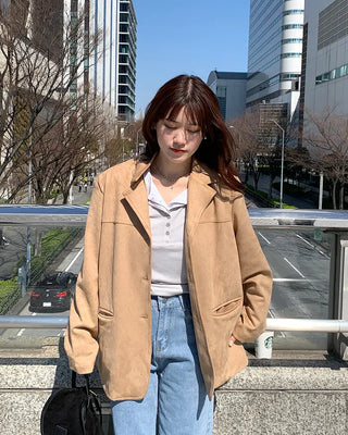 Three-button suede jacket