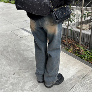 Washed denim pants