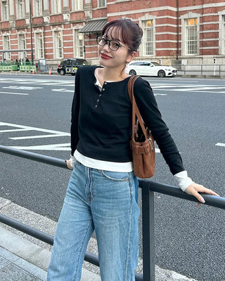 Layered long-sleeve T-shirt
