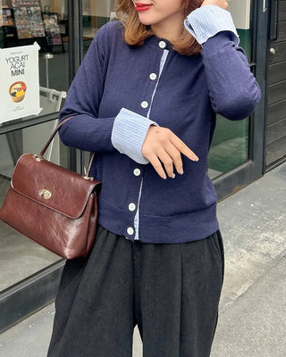 Check pattern layered cardigan