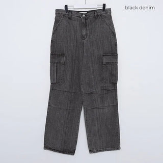 Cargo wide denim pants