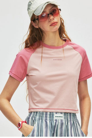 [Monterest] Raglan Sleeve Color Block Slim Fit Tee