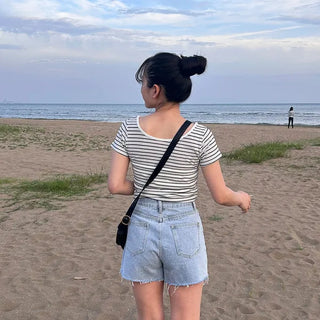 U-neck striped T-shirt
