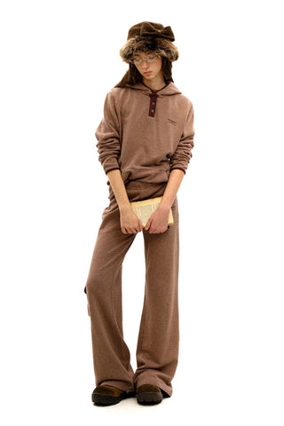 [Moromoro2] Hemp Stripe Fleece Hooded Set