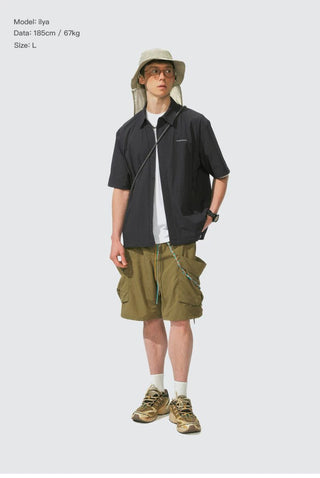 [Monterest] Arc Seam Short Sleeve Layered Shirt