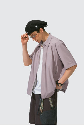 [Monterest] Arc Seam Short Sleeve Layered Shirt