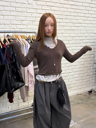 [NeverSeez] High-neck Color-block Knit Sweater