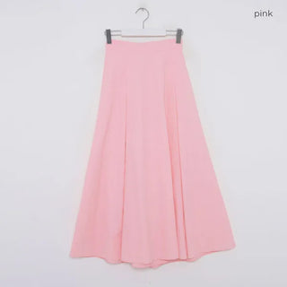 Pintuck flared long skirt