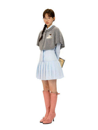 [Moromoro2] Girl & Horse Embroidered Cape  Sweater