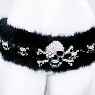 Skull applique fluffy rivet belt  | Festival Outfits Women
