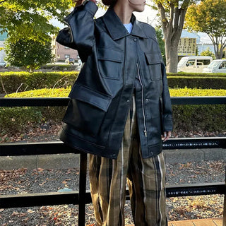 Oversized leather jacket
