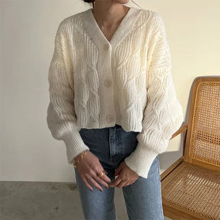 Waffle Cable Knit Cardigan