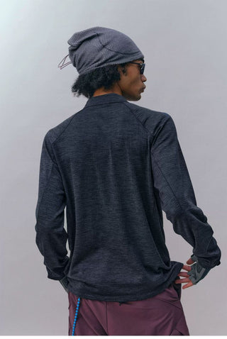 [Monterest] 3A Antibacterial Grid Fleece Half-Zip Tee
