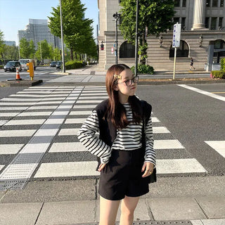 Basic striped long-sleeved T-shirt