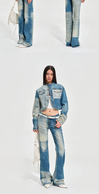 [NOTAWEAR] Equestrian Color Block Straight  Jeans