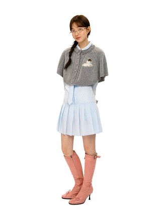 [Moromoro2] Crinkle Tie-Neck Pleated Shirt  Dress