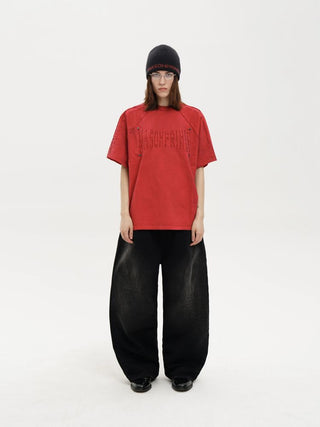 [MASONPRINCE] Deconstructed Patchwork Embroidered Tee