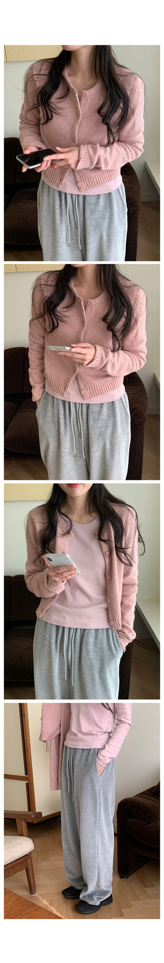 Cashmere round neck cardigan, 6 colors
