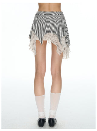 [NECY] Irregular Dot Double Hem Mini Skirt