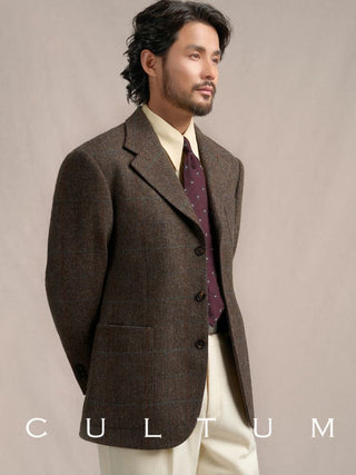 [CULTUM] 1930s Wool Herringbone Check Blazer