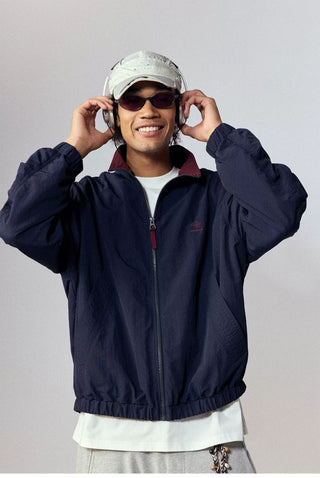 [Monterest] Water-Resistant Contrast Collar Zip Jacket