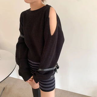 Asymmetrical Slit Shoulder Knit