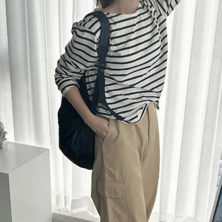 Striped long-sleeved T-shirt