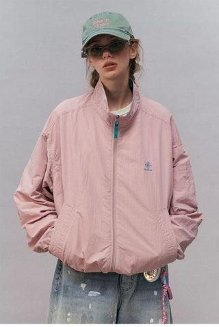 [Monterest] Water-Resistant Contrast Collar Zip Jacket