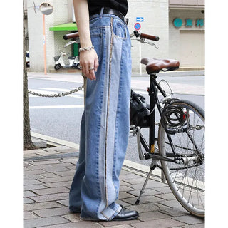 Side-colored denim pants