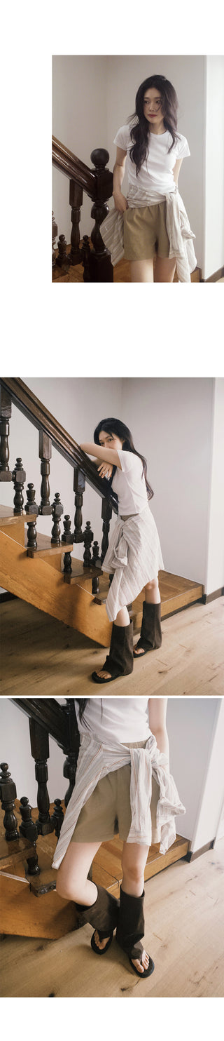 Pigmented elastic waist pants - 5 colors