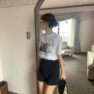 Cable knit shorts