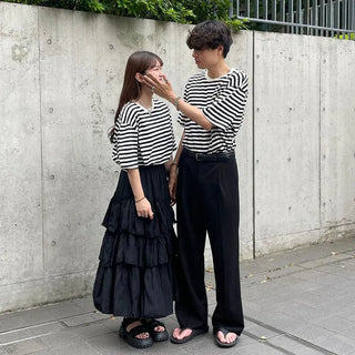 Frilled tiered long skirt