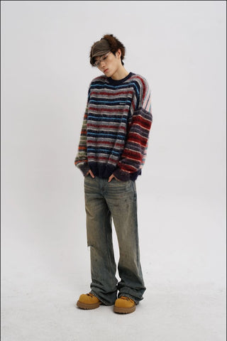 [MASONPRINCE] Striped Wool Blend Crewneck Sweater