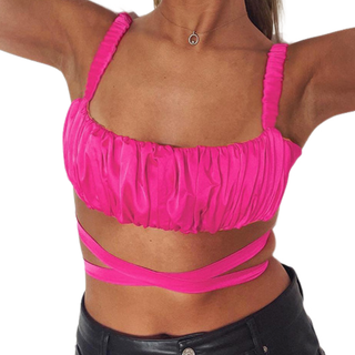 Square neck self tie ruched cami top