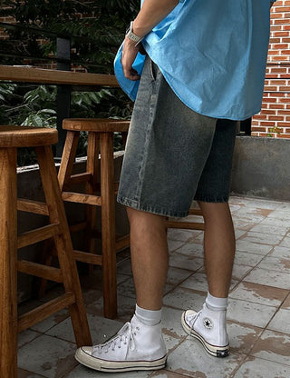 Oil Bermuda Denim Elastic Pants (3 colors)