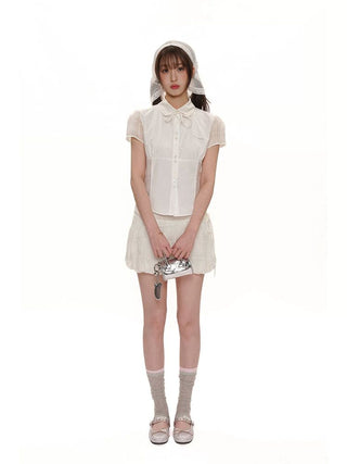 [Moromoro2] Lace Trim Ribbed Half Socks