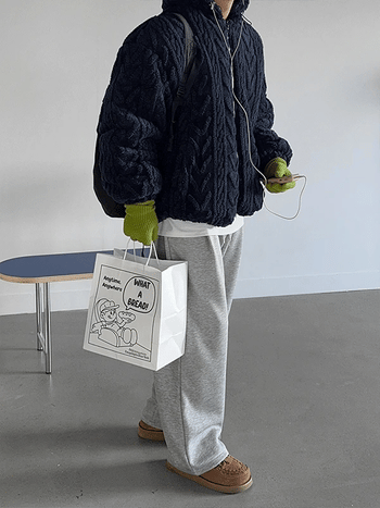 Noki Cable Mink Fur Hooded Padded Jacket