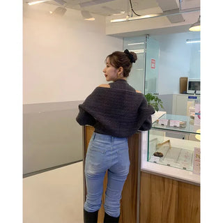 Cable cardigan & sleeveless knit set