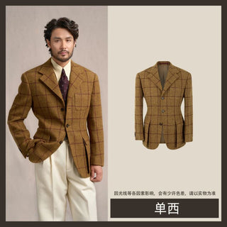 [CULTUM] 1930s Heavyweight Wool Windowpane Blazer