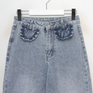 Frill detail denim pants