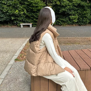 High-neck oversized down vest