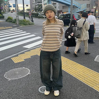 Unisex Washed Wide Denim Pants