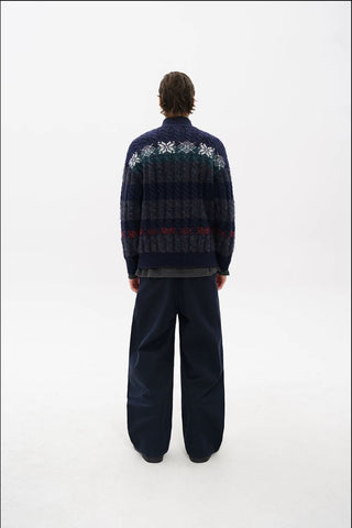 [MASONPRINCE] Fair Isle Cable Knit Wool Blend Cardigan