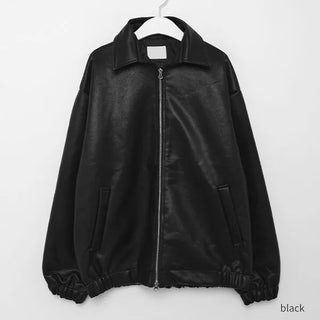2-way zip leather jacket