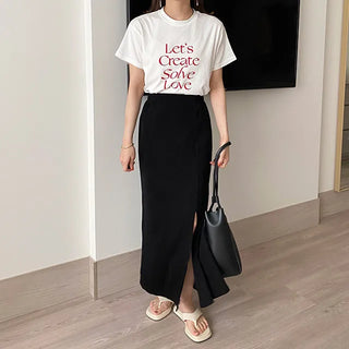 mue ribbed slit skirt