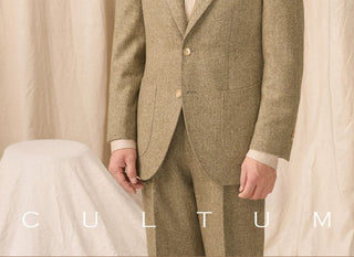 [CULTUM] Wool Blend Herringbone Tweed Suit